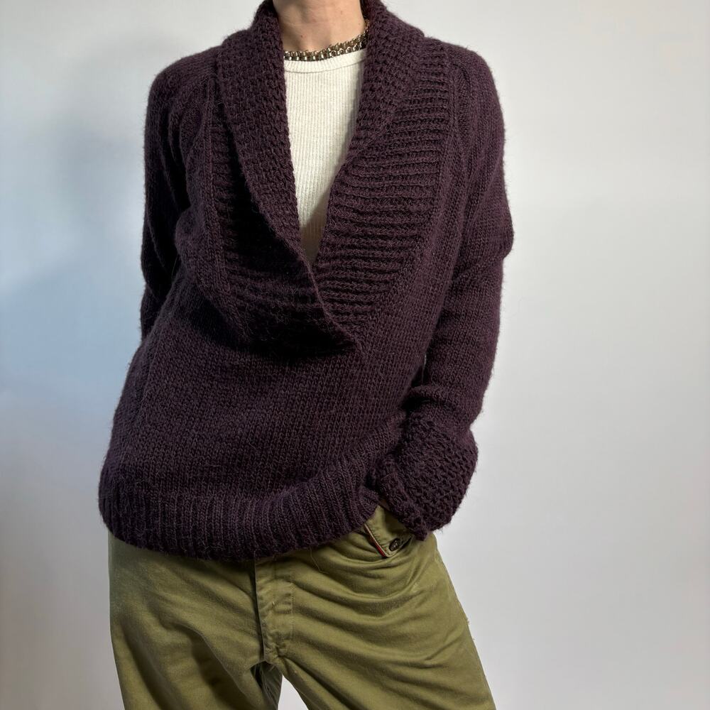 LOFT Purple Shawl Collar Pullover - Size Medium